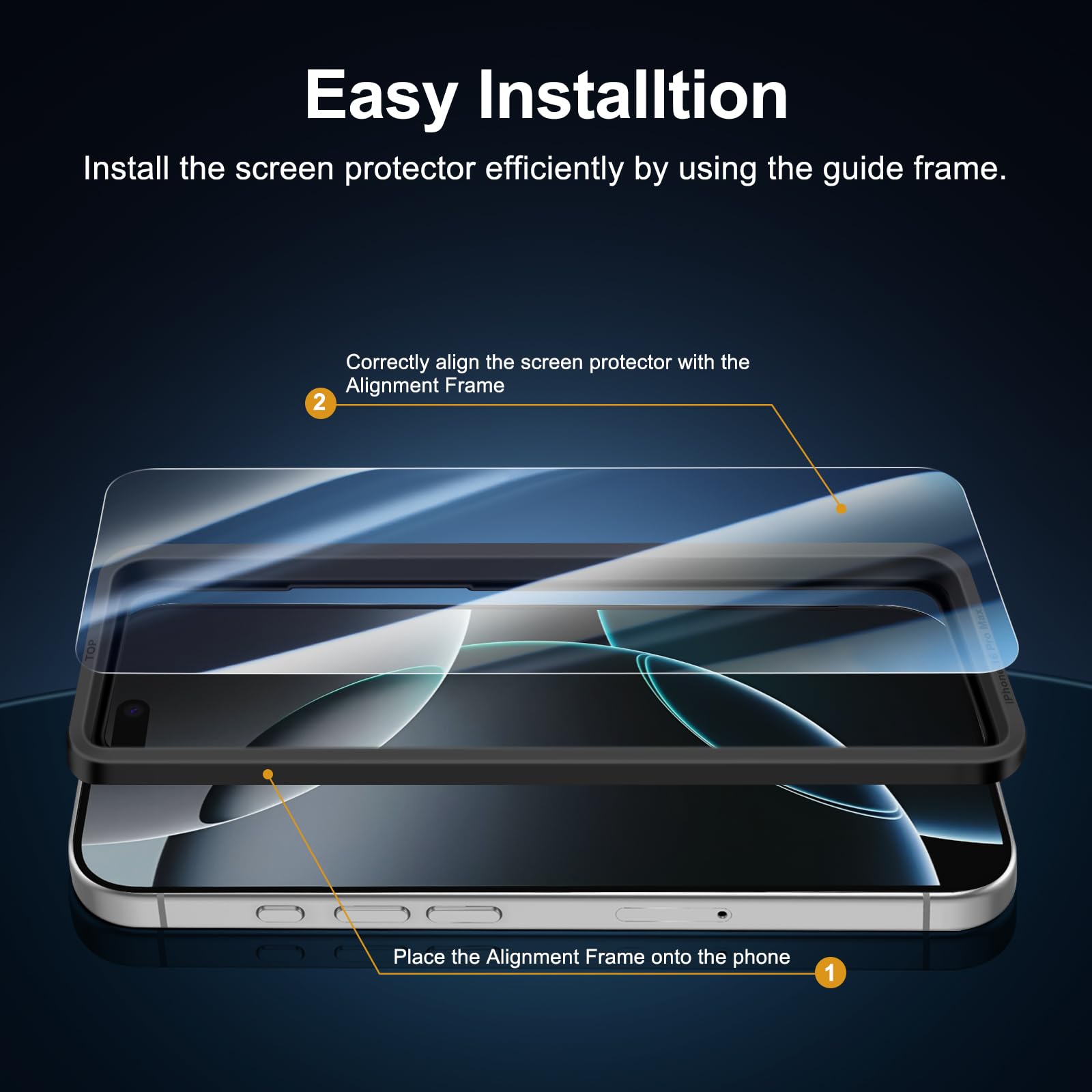 NEW'C 3 Pack Designed for iPhone 17 Pro Max, iPhone 16 Pro Max Screen Protector (6.9 inches), Enhanced Tempered Glass Protection with easy installation tool included,Case Friendly Ultra Resistant