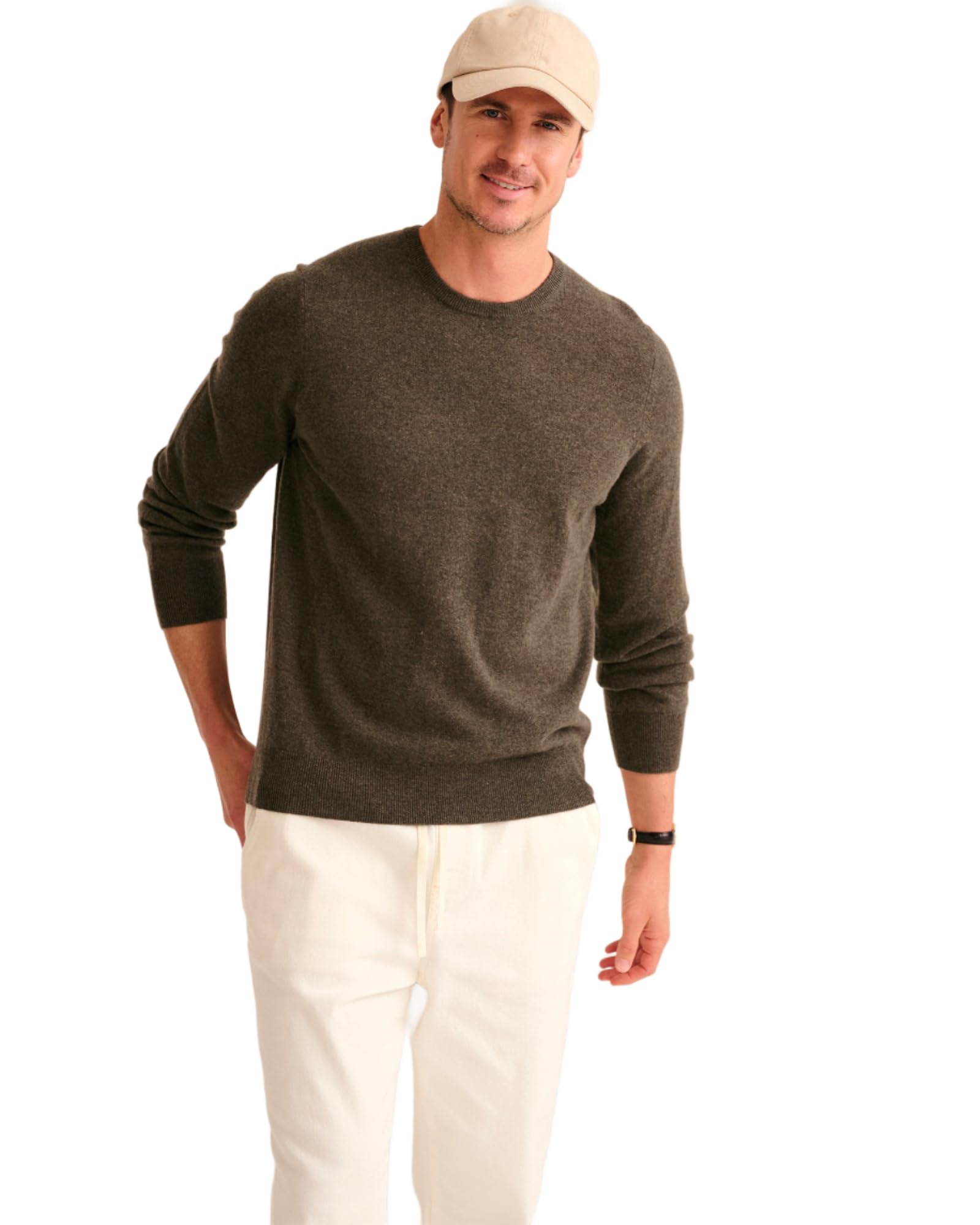 NAADAM The Original Cashmere Crewneck Sweater,Olive,XL