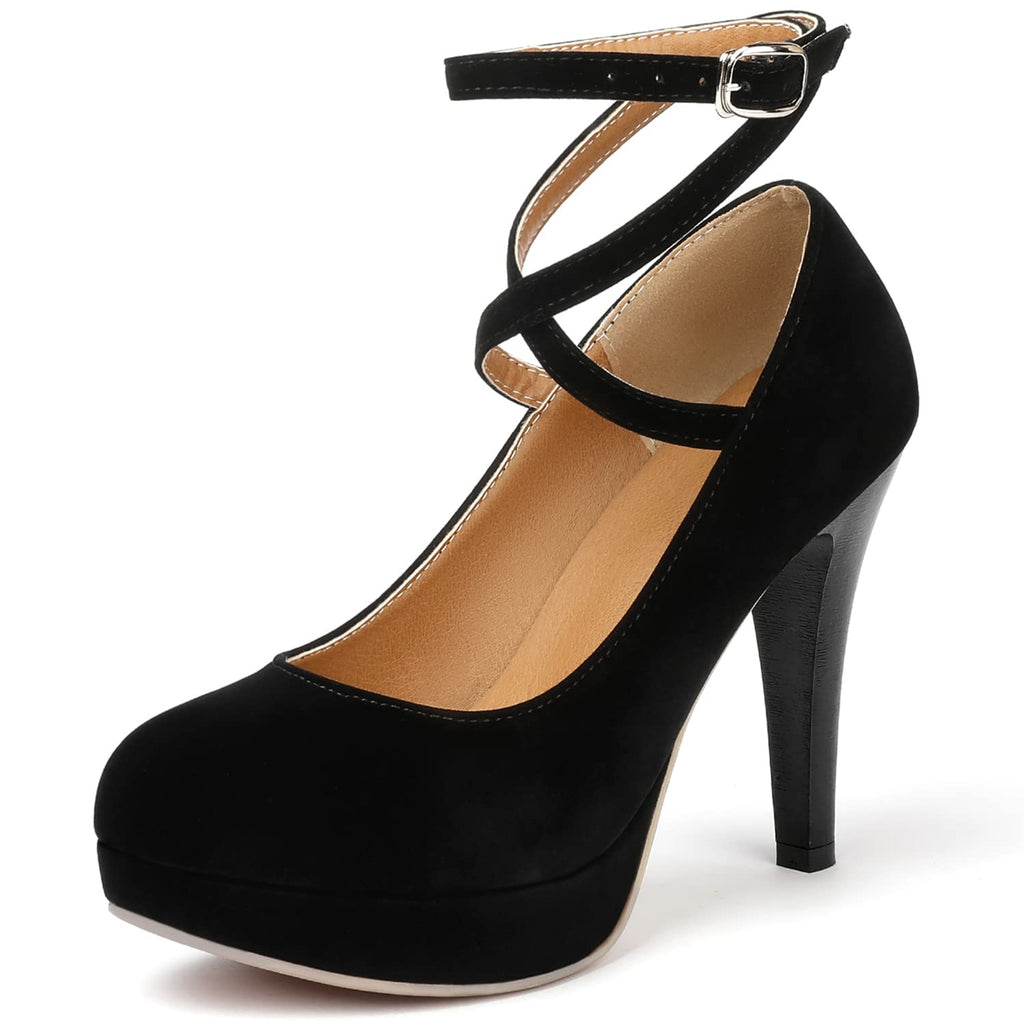 Mostrin Black Closed Toe High Heels for Women Sexy Platfrom Pumps Women's IN4 Classic High Heel for Formal Prom Party Size 7