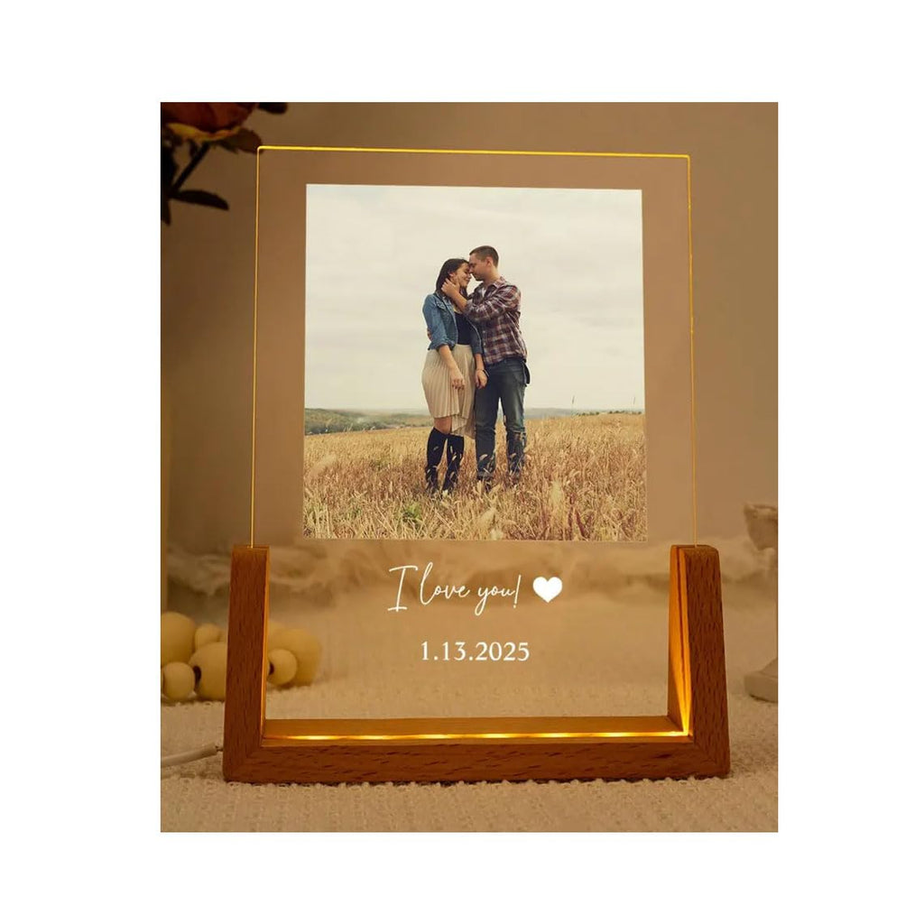 Personalized Picture Frame with Photo,Custom Gifts with Night Light,Personalized Anniversary Birthday Gifts for Women Men Her Him Boyfriend Girlfriend