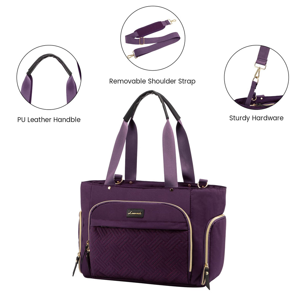 LOVEVOOK Breast Pump Bag, Diaper Bag Tote 3Pcs Set, Work Bag for Breastfeeding Mom with 15" Laptop Pocket, Cooler Bag & Changing Pad Fit Most Breast Pumps Like Spectra S1/S2, Medela, Rainyb, Elvie