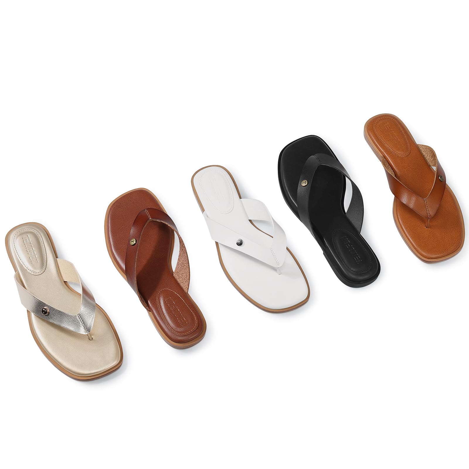 TEMOFON Flip Flops for Women Dressy: Comfortable Flat Tong Sandals 2026 Slip on Summer Casual Beach Walking Shoes Dark Brown Size 7.5