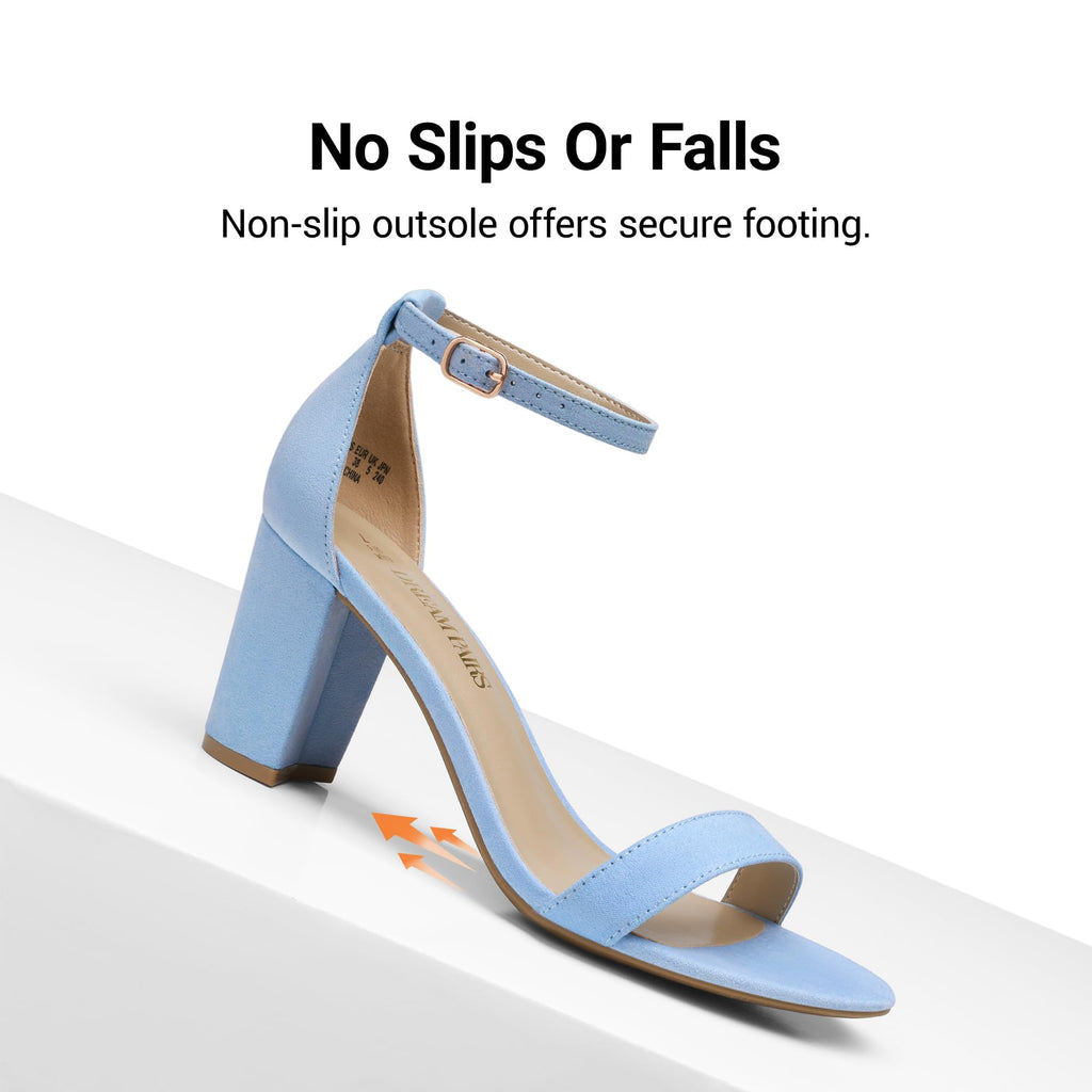 DREAM PAIRS Women's Chunk Low Heel Pump Sandals,Size 8.5,Baby/Blue/Suede,CHUNK