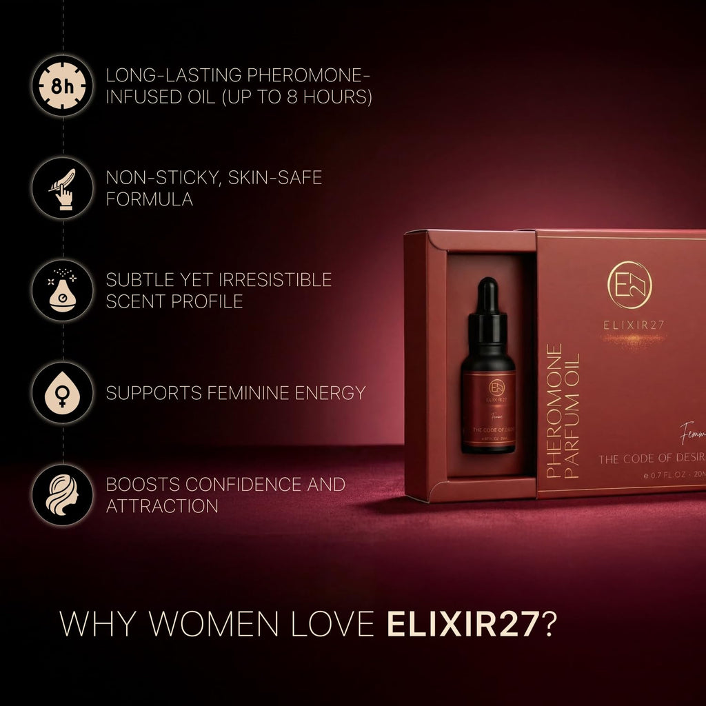 ELIXIR27 Pheromones Perfume Oil for Women Luxury Feminine Fragrance Oil, Long-Lasting Scent with Raspberry, Jasmine & Vanilla Notes