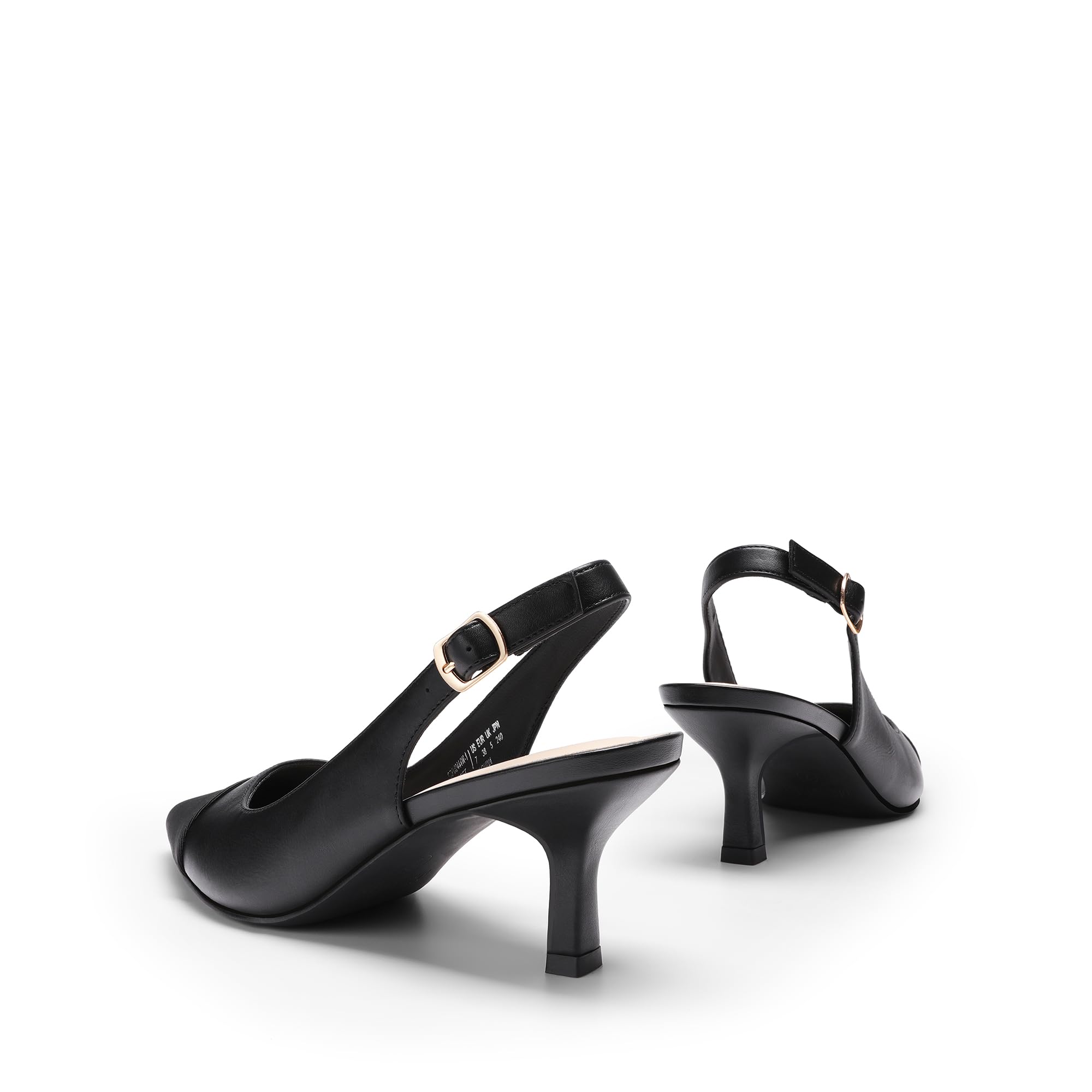 DREAM PAIRS Women's Kitten Heel Slingback Pointed Closed Toe Low Stiletto Heels Dress Bridal Elegant Wedding Pumps Shoes,Size 6,All Black,SDPU2444W-1