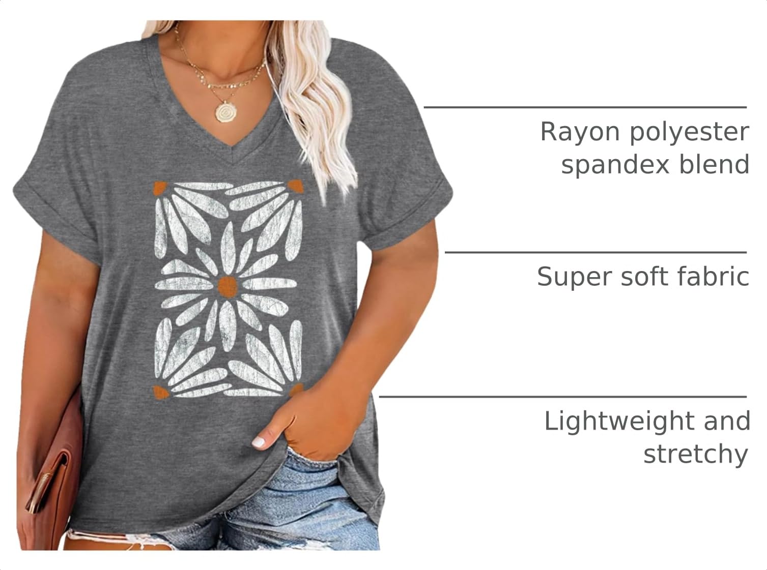 Womens Plus Size Top Oversized Tshirts Graphic Short Sleeve Summer Tops