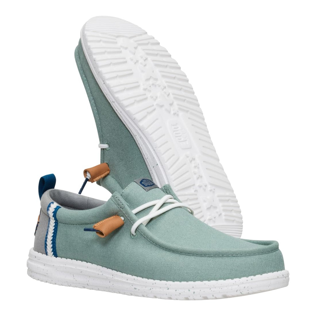 HEYDUDE Wally Craft Linen Iceberg Green/Moon Grey Size 11, Men’s Shoes, Slip-on Loafers, Comfortable & Light-Weight