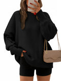 EFAN Women's Oversized Sweaters 2025 Fall Trendy Crewneck Batwing Sleeve Chunky Knit Long Pullover Cute Tunic Tops Dress Winter Clothes Cashmere Fashion Outfits Ladies Clothing Black S