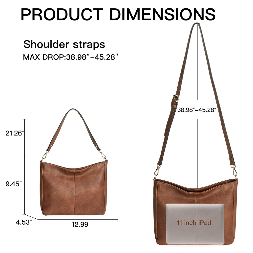 GOIACII Hobo Bags for Women, Soft Leather Shoulder Crossbody Purse, Ladies Large Casual Tote Handbag Multi Pocket