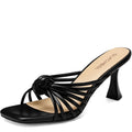 SLXCHBSL Slip On Kitten Heels for Women, Square Open Toe Knotted Heeled Sandals for Dress, Party, Casual, Low Heel 2.75 Inch, Black, Size 8