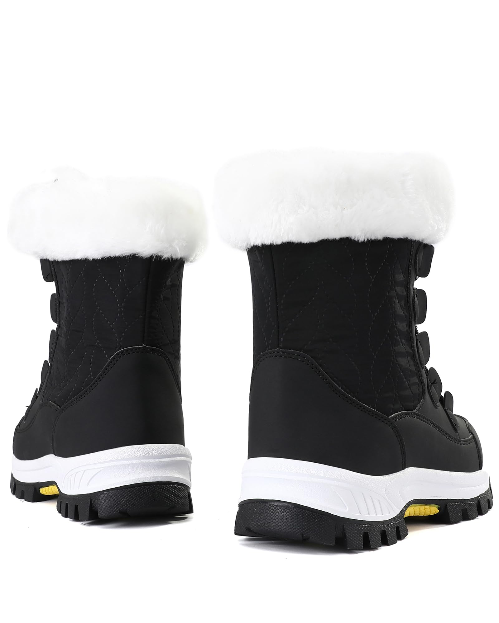 COOJOY Womens Winter Snow Boots Waterproof Shoes Walking Comfortable Hiking Booties Furry Mid Calf Warm Lightweight Black,US8 EU40