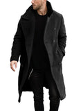 Makkrom Mens Double Breasted Trench Coat Casual Lapel Collar Business Winter Long Overcoats X-Large
