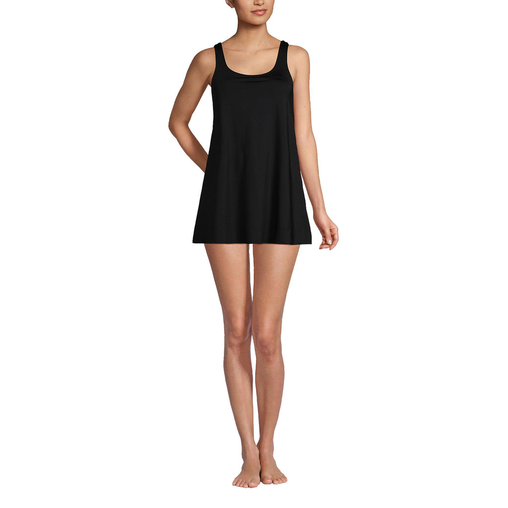 Lands' End Women's Petite Scoop Neck Mini Swim Dress Swimsuit X-Small Black