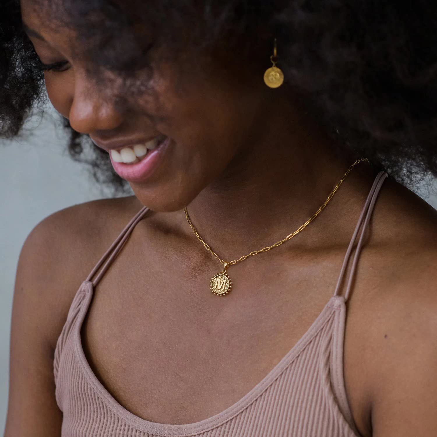 Yoosteel Gold Initial Necklaces for Women - 14K Gold Plated M Initial Necklaces for Women Jewelry Paperclip Link Chain Layered Necklace Personalized Birthday Gifts