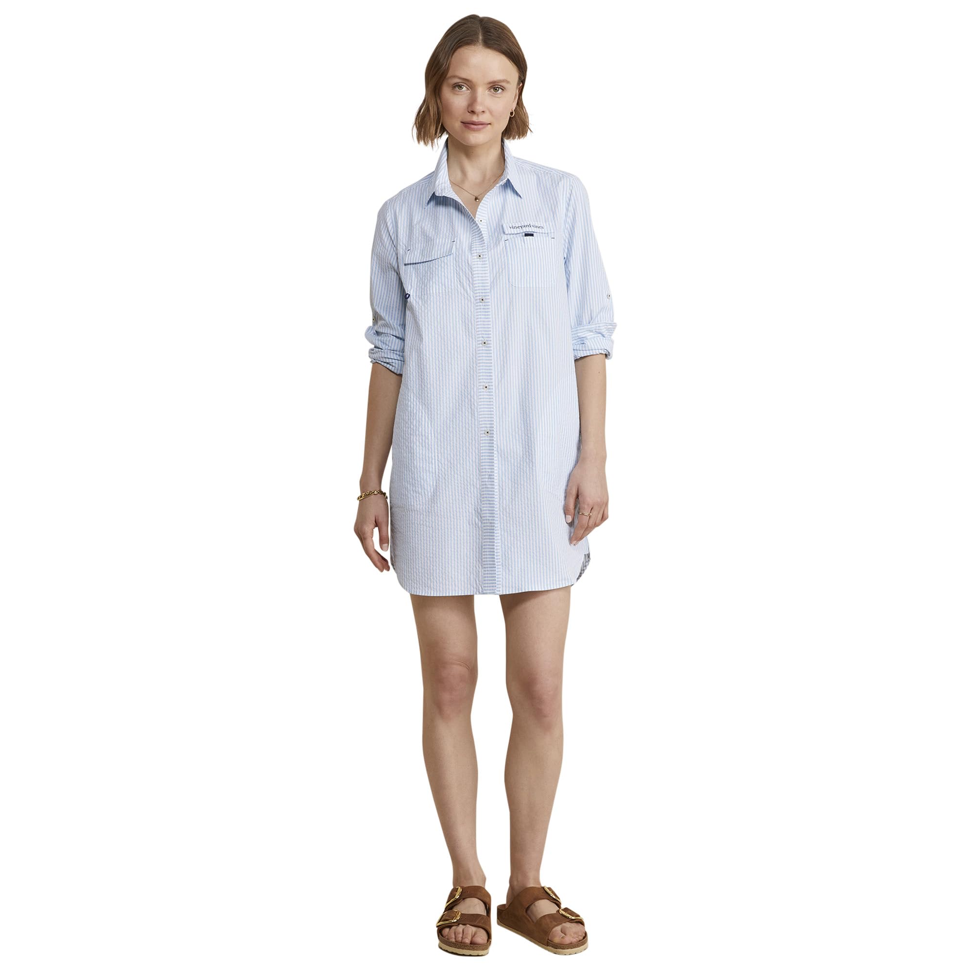 vineyard vines Women's Original Harbor Cover-Up, Seersucker/Jake Blue, 0