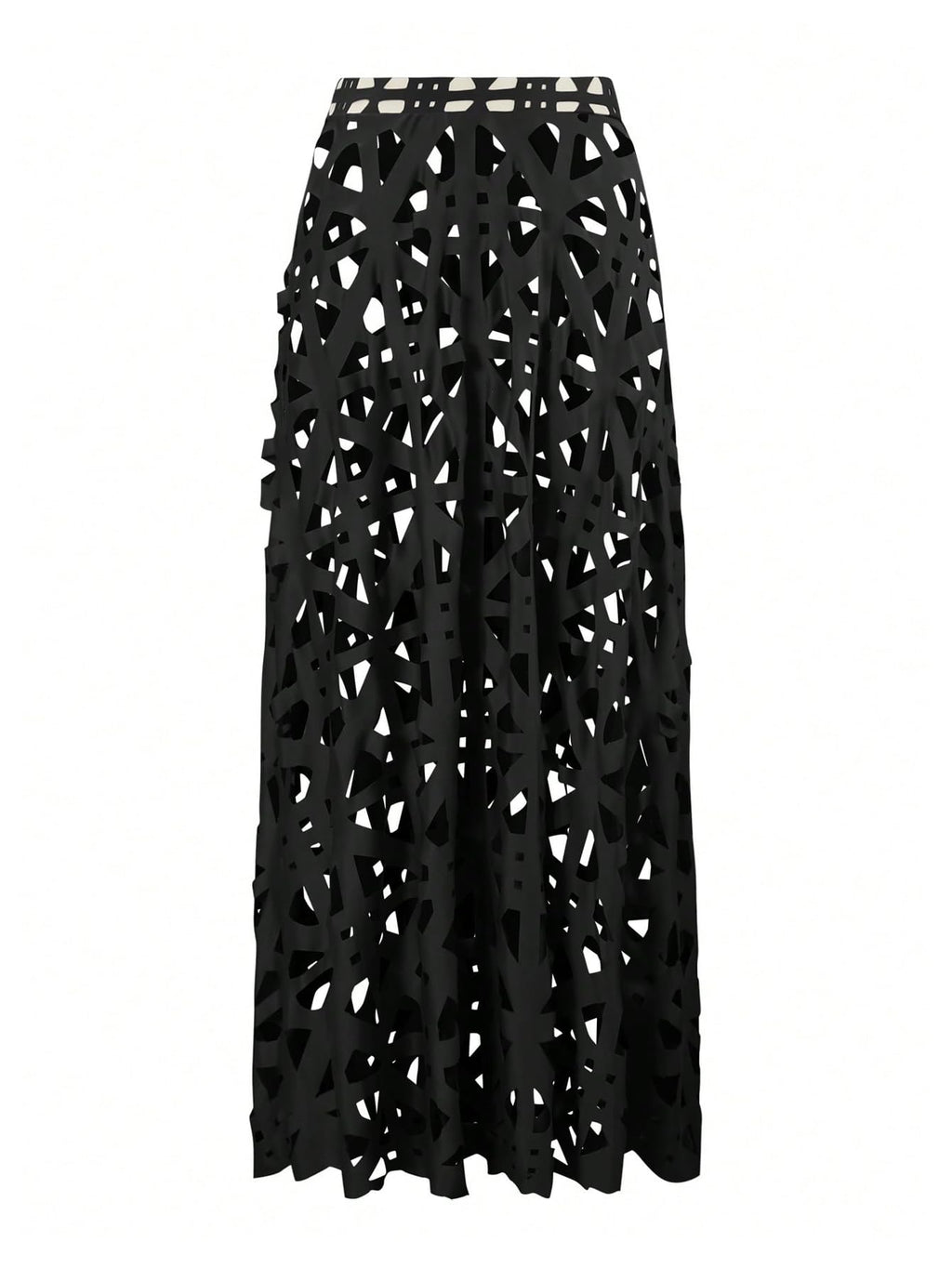 WDIRARA Women's Hollow Out 2 Piece Swimsuit One Piece with Cover Up Skirt Black Large