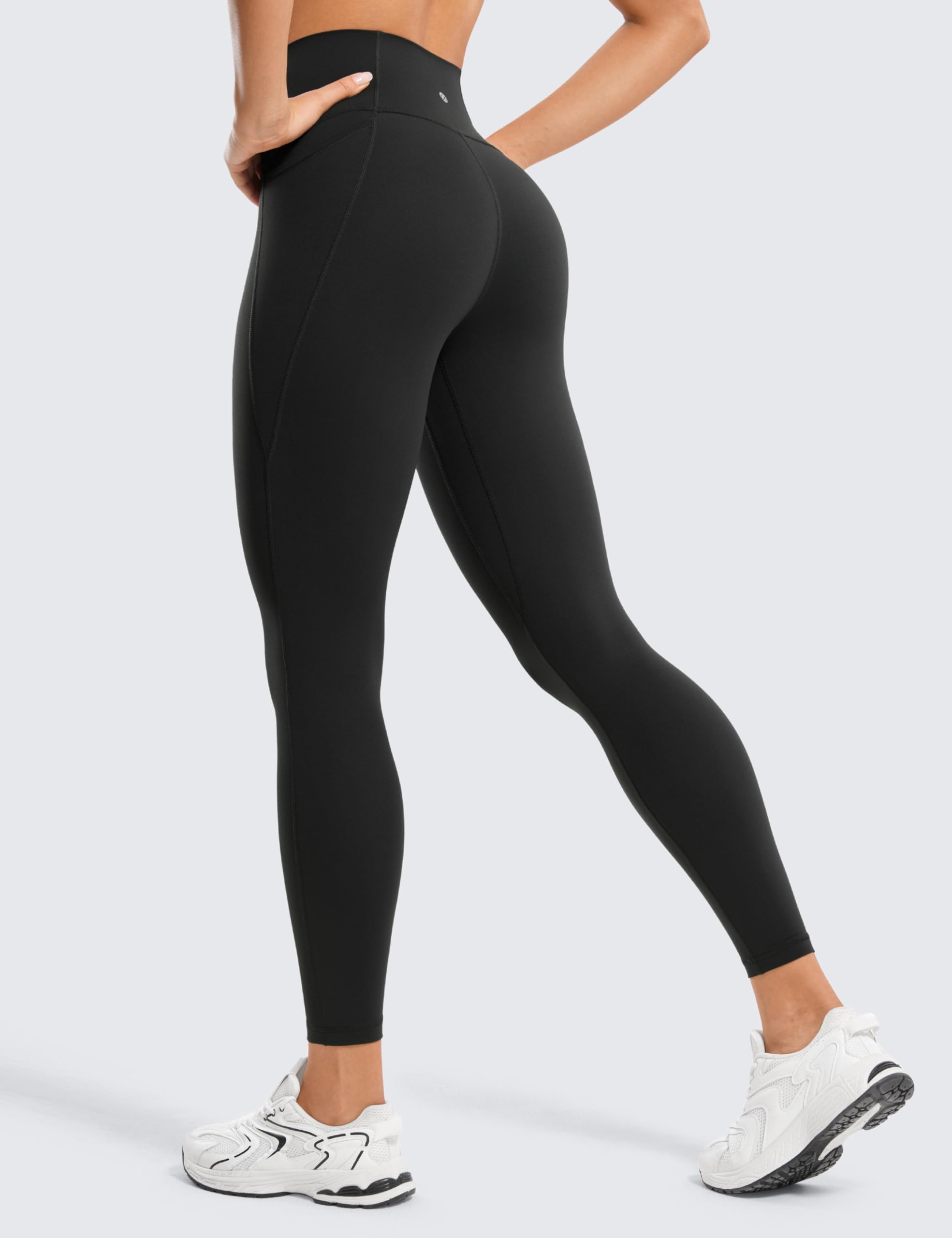 CRZ YOGA Butterluxe Workout Leggings Pockets 25'' - High Waisted Gym Womens Yoga Pants Buttery Soft Black X-Small
