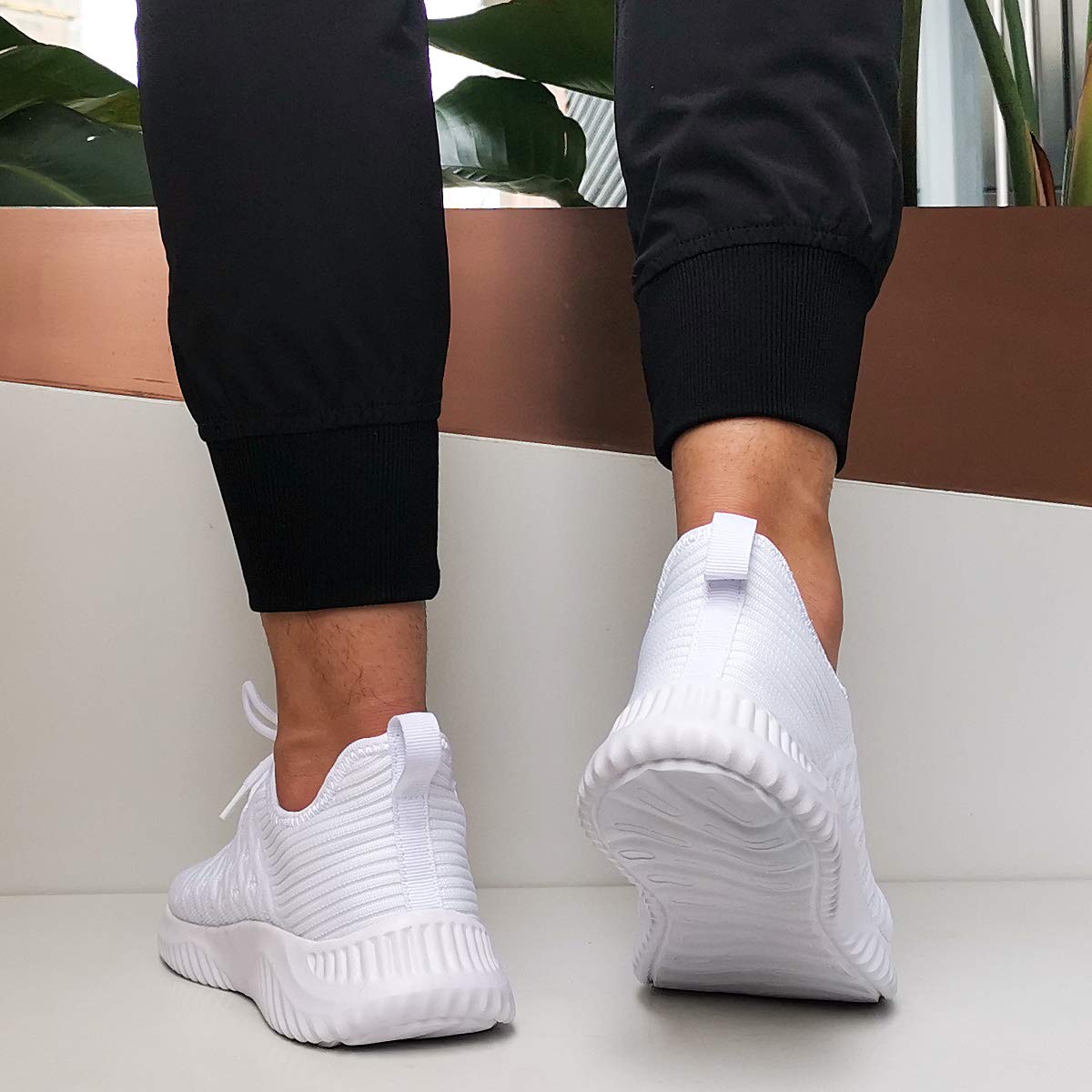 Feethit Mens Slip On Walking Shoes Lightweight Breathable Non Slip Running Shoes Comfortable Fashion Sneakers for Men White Size 12