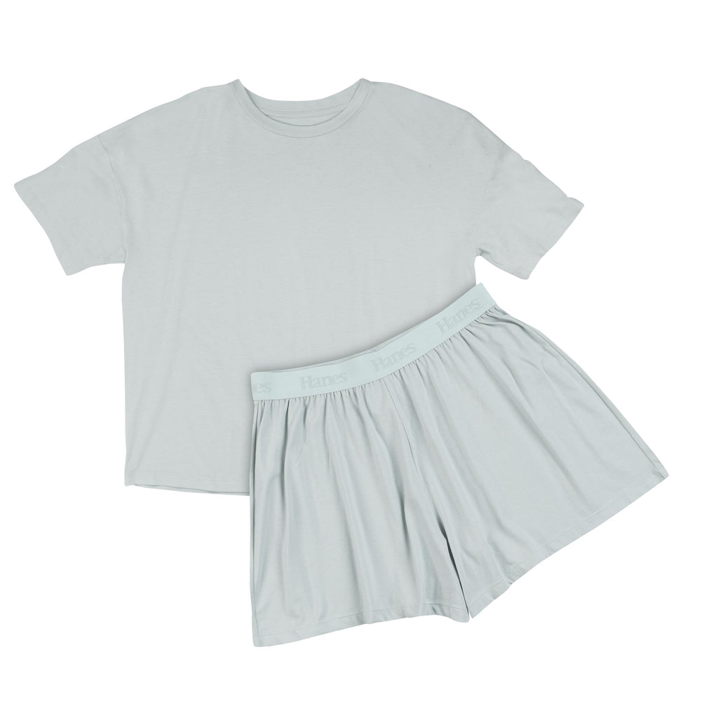 Hanes Women's Originals Supersoft Boxy T-Shirt & Sleep Shorts Set, Comfywear Lounge/Sleepwear