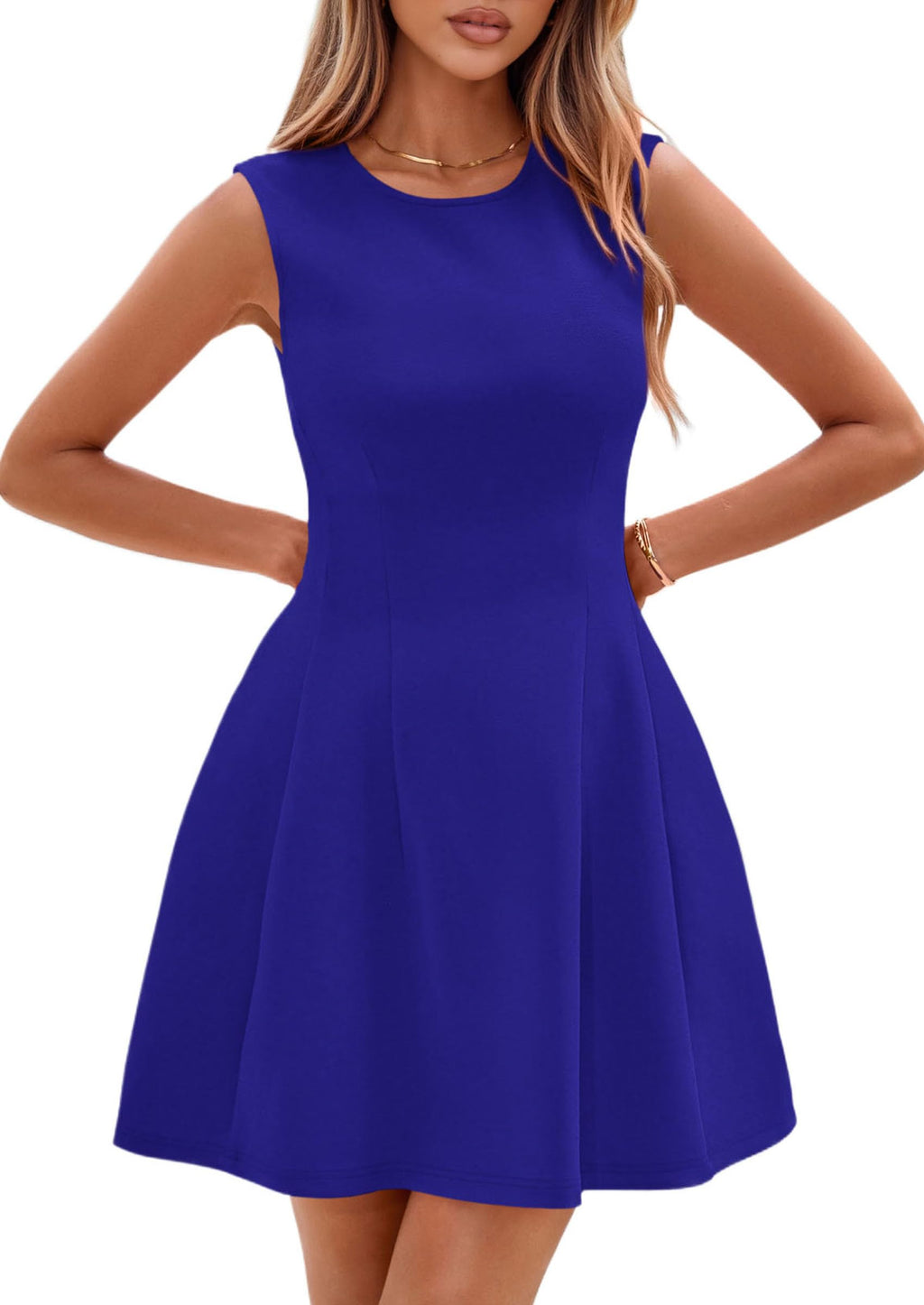 PRETTYGARDEN Summer Dresses for Women 2026 Elegant Classy Spring A Line Business Casual Work Graduation Cocktail Short Dress (Blue,Medium)