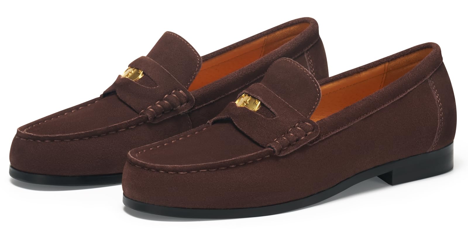 Journey West Ivy Style Suede Slip-on Penny Loafers Shoes for Women Coffee US 9