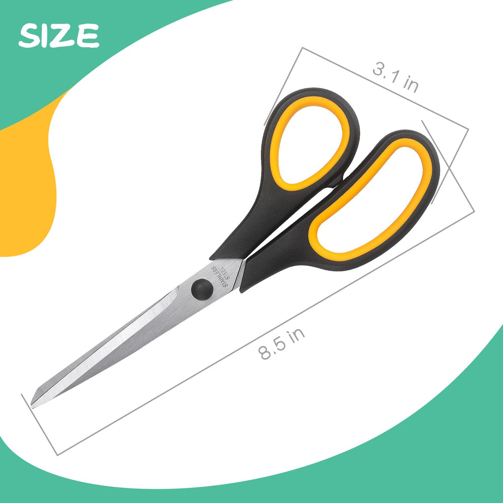 LONGKEY 8.5" Scissors 3-Pack, Ultra Sharp Stainless Steel, Black