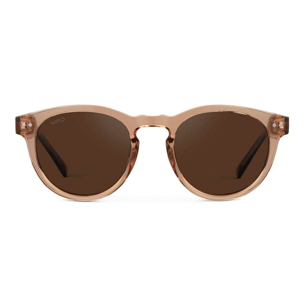 Round Polarized Sunglasses for Women - Retro Classic UV400 Protection for Driving & Everyday Wear (Light Crystal Brown/Brown Lens)