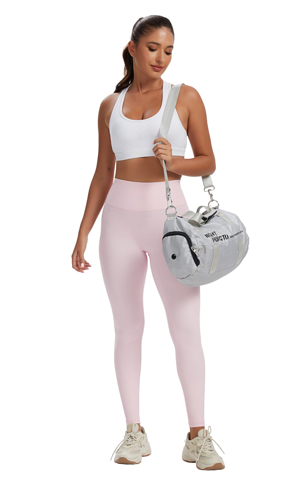 VIMPEP Women’s Buttery Soft High Waisted 25” Inseam Leggings No Front Seam Yoga Pants Tummy Control, for Workout Lounge YJ03 Light Pink M
