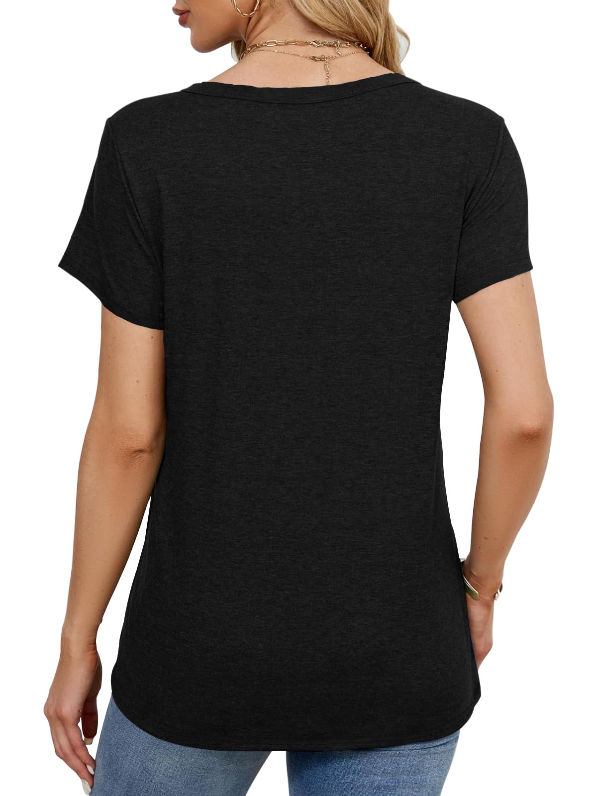 KILISU 2PCS Women Short Sleeve T Shirts Crew Neck Solid Soft Basic Tee Casual Loose Fit Lightweight Summer Tops Clothes 2025 (US, Alpha, Medium, Regular, Regular, White+Black)