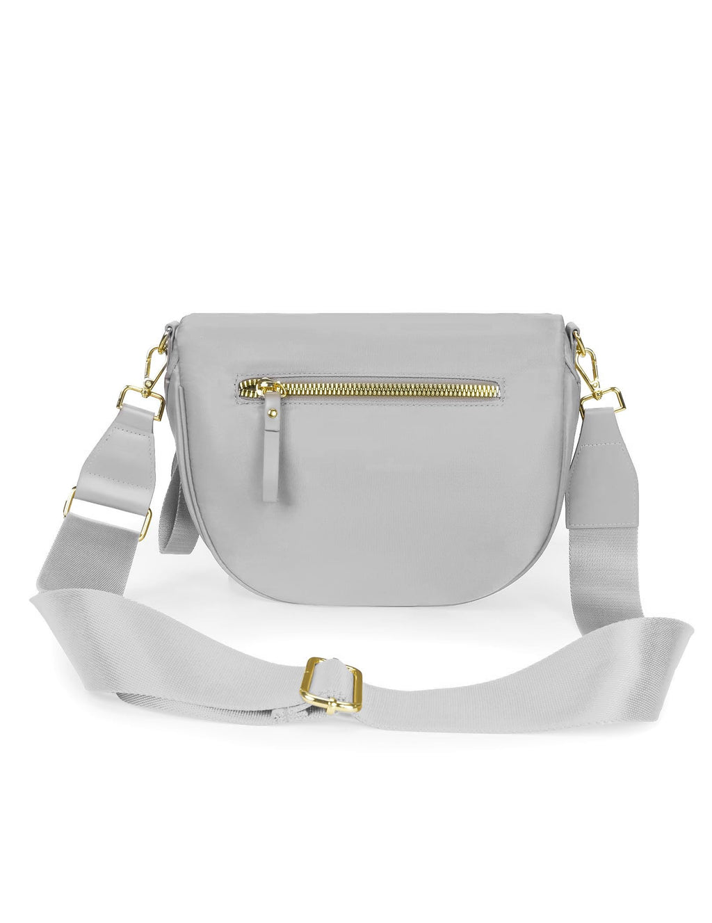 FEIBOON Spacious Nylon Crossbody Bag Bum Bag Handbags Wallets Purses Trendy Shoulder Bag for Women (Light Gray)