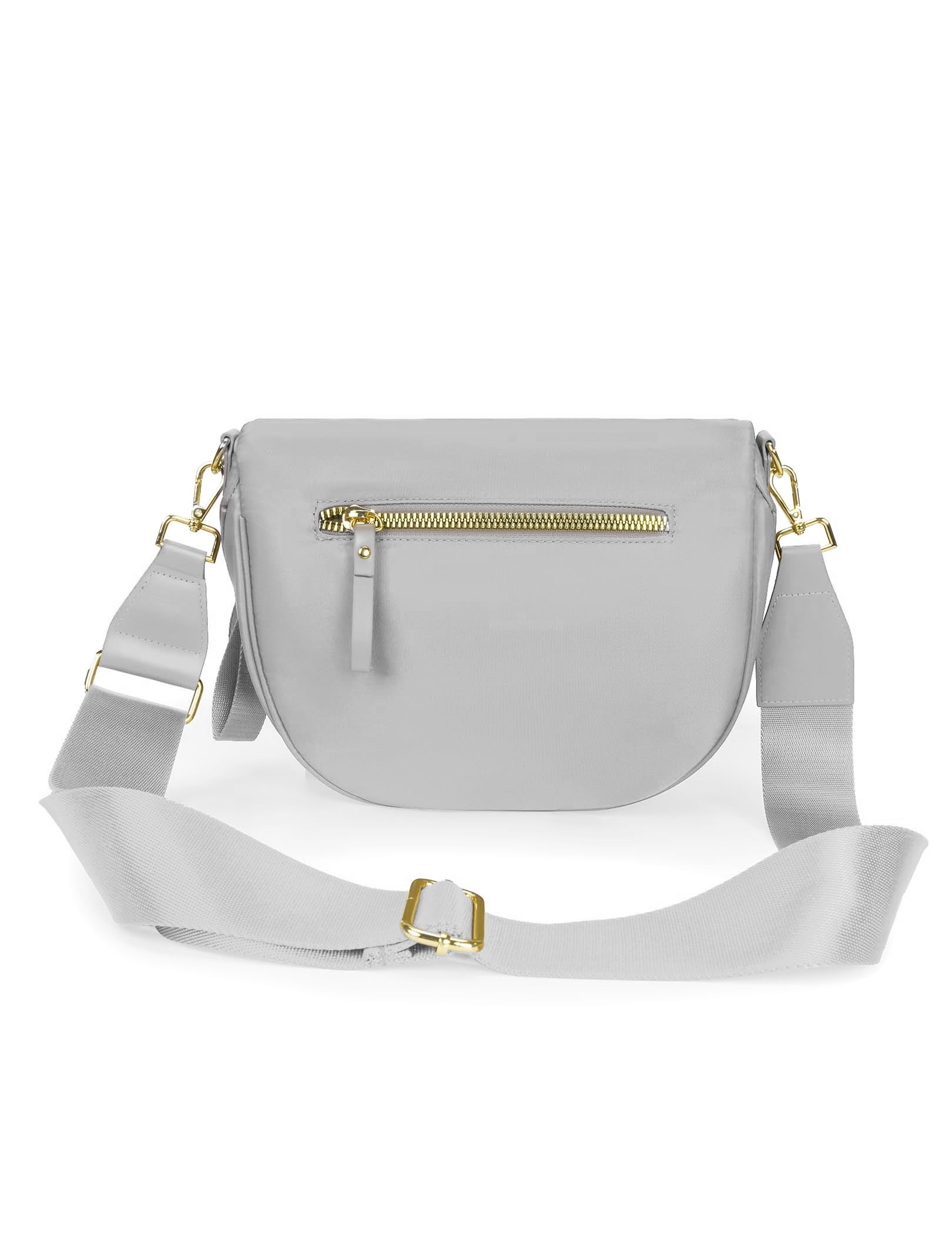 FEIBOON Spacious Nylon Crossbody Bag Bum Bag Handbags Wallets Purses Trendy Shoulder Bag for Women (Light Gray)