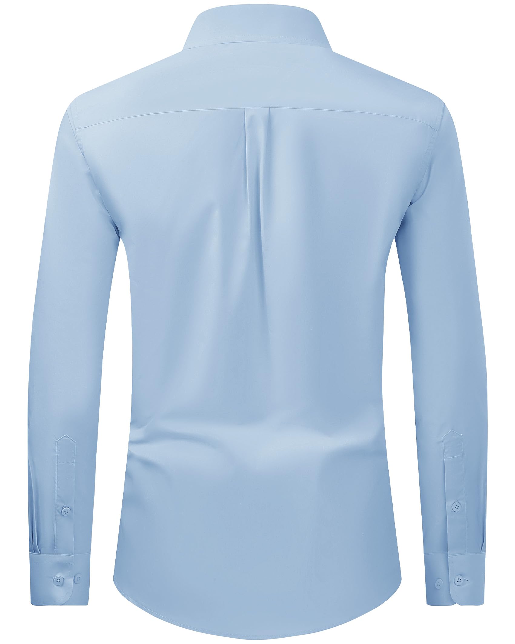 Alimens & Gentle Men's Dress Shirt Regular Fit Stain Shield Long Sleeve Solid Business Work Blue Button Down Shirts,Light Blue,XX-Large