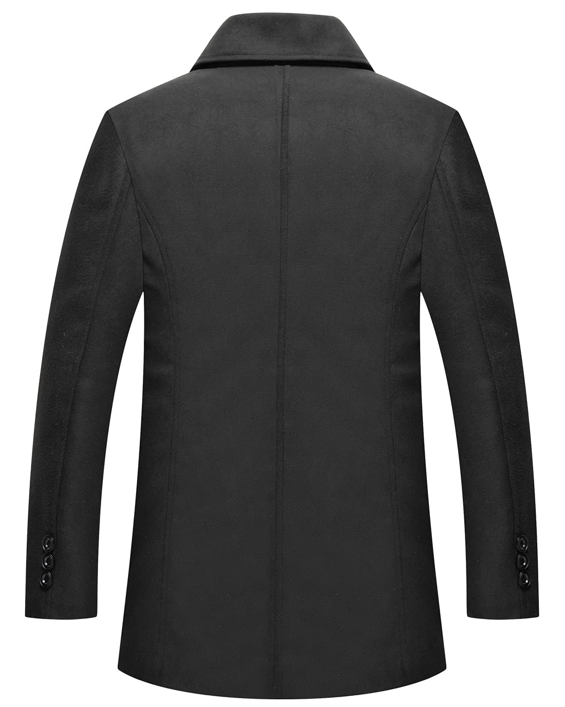 chouyatou Men's Classic Notched Collar Double Breasted Wool Blend Pea Coat (Large, Black)