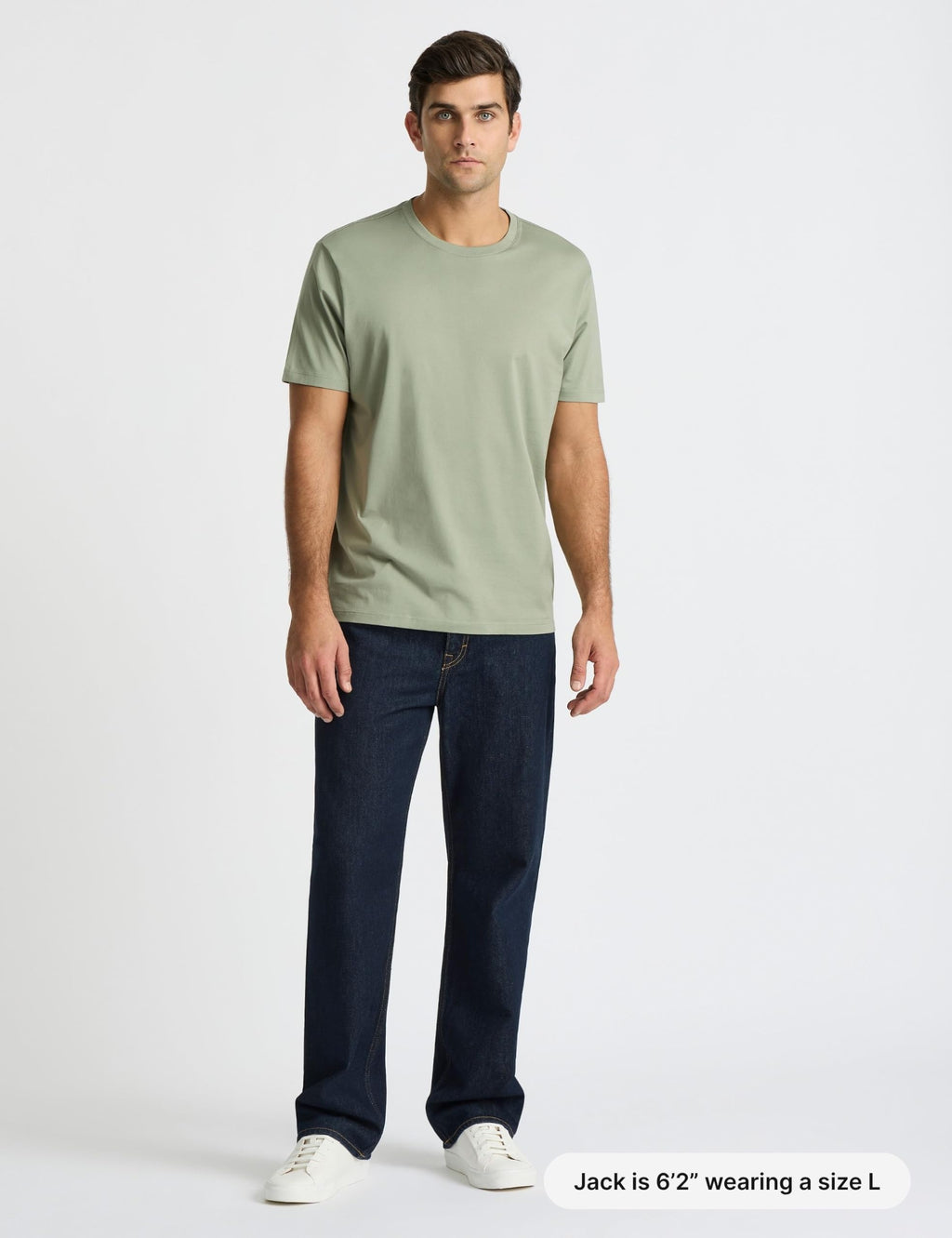 Presics Men’s Supima® Mercerised Cotton T-Shirt - Sage Green - Large – USA-Grown Cotton, Luxury Finish, Crew Neck, Short Sleeve, Structured Fit