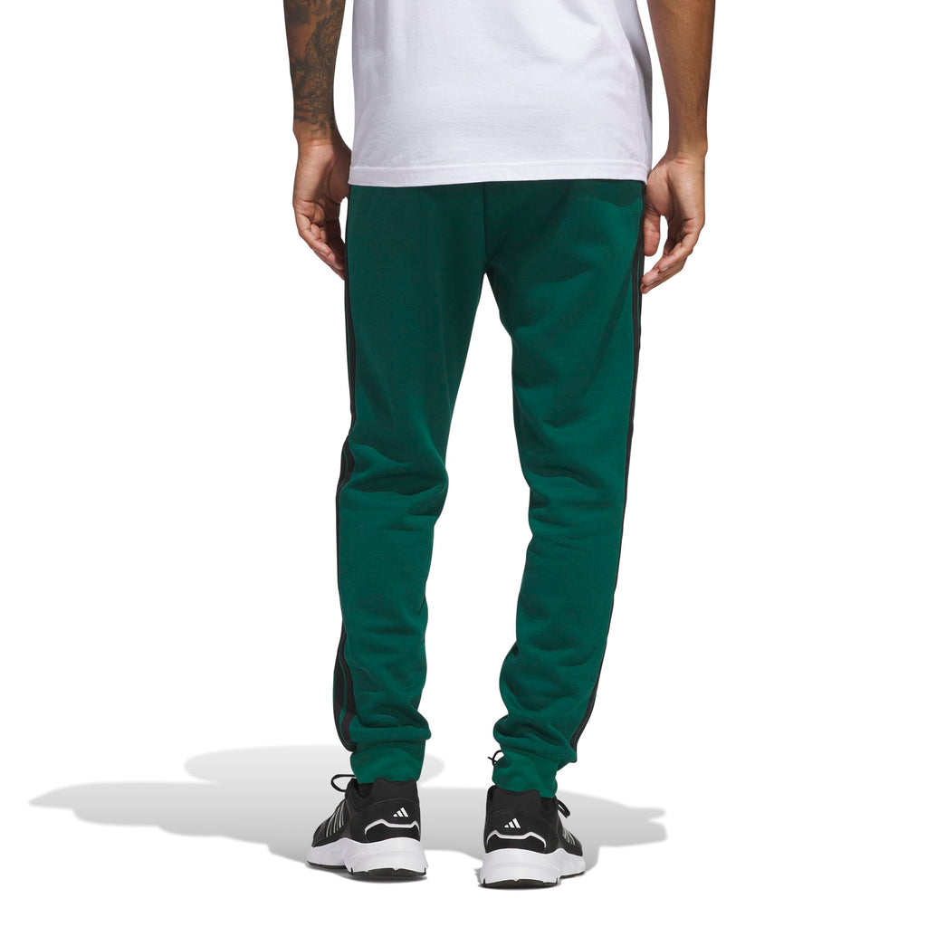 adidas Men's Essentials 3-Stripes Fleece Pants, Collegiate Green/Black, Large