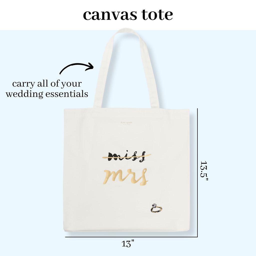 kate spade new york Cute Canvas Tote Bag for Women, Canvas Beach Bag, Bridal Book Tote with Pocket, Miss to Mrs…