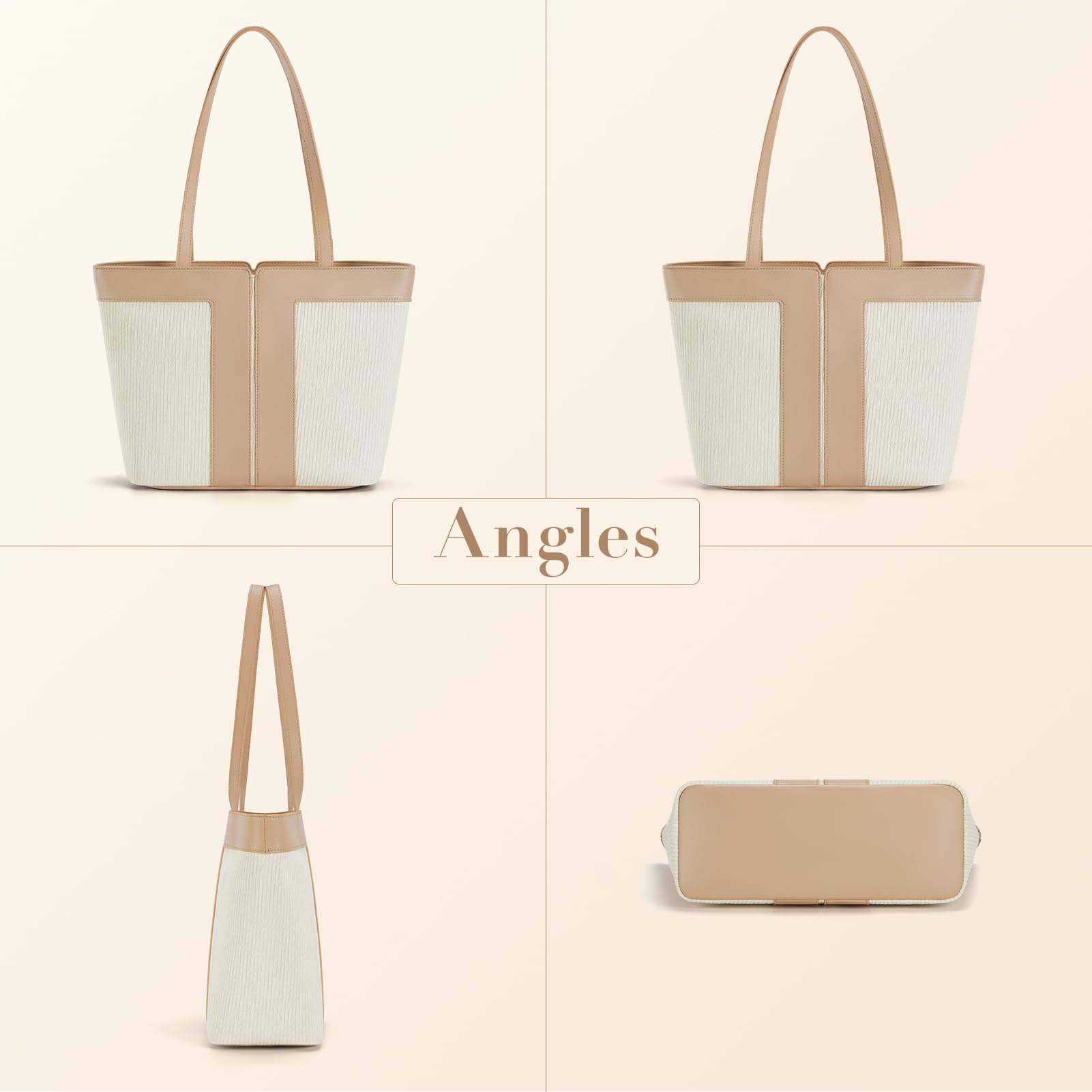Missnine Tote Bag for Women Vegan Leather Handbag and Purse Medium Top Handle Satchel Shoulder Bag with Zipper Work Travel