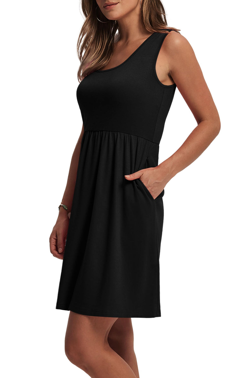 WIHOLL Summer Dresses for Women 2026 Elegant Classy A Line Sleeveless Womens Spring Dresses Casual Cute Teens Little Short Graduation Dress Sundresses Mini Sun Dress Beach Fashion Black M