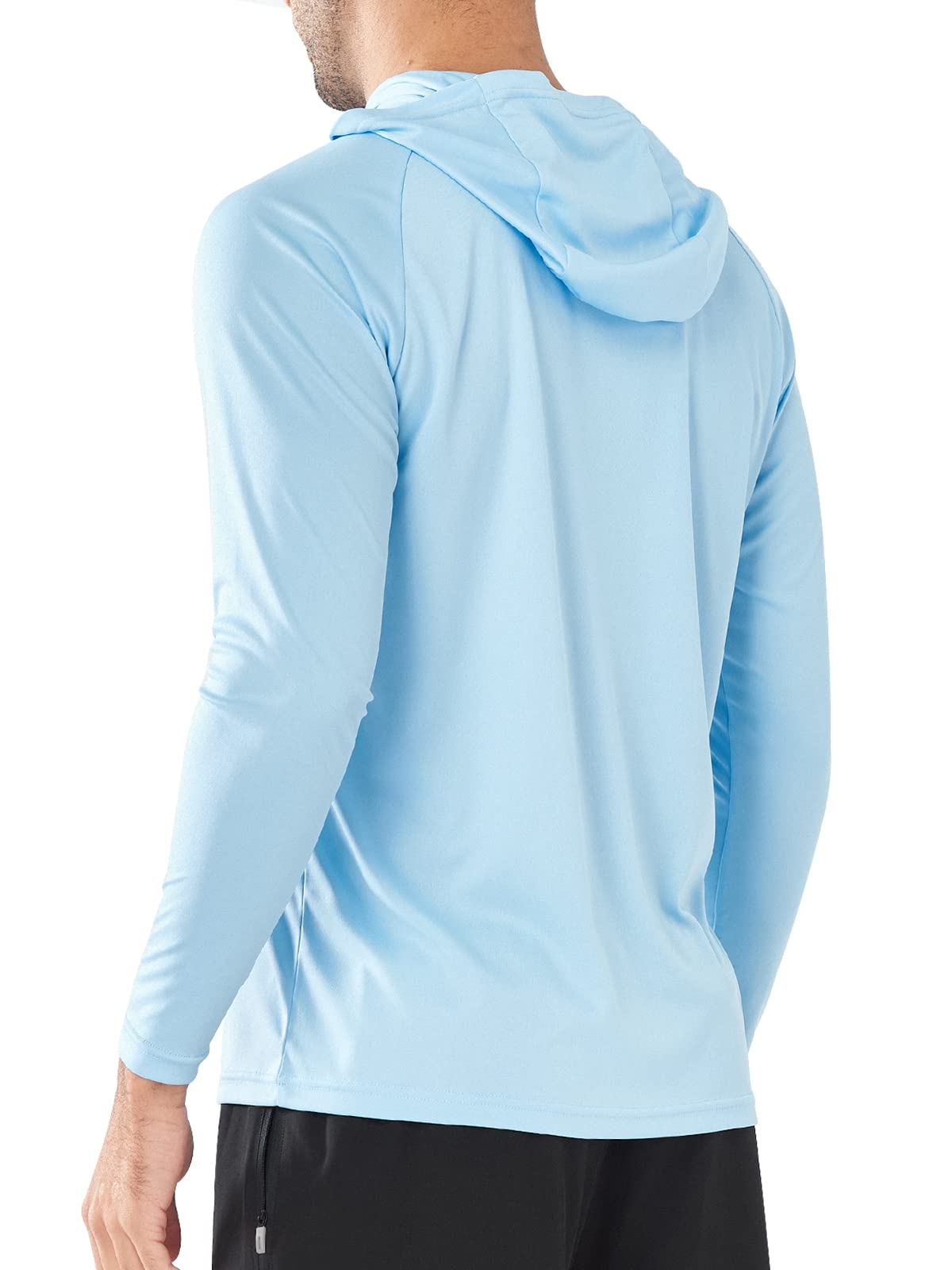 NORTHYARD Men's UPF 50+ Hoodie Shirts Long Sleeve Sun Protection Fishing Swim Beach UV SPF Rash Guard Quick Dry Lightweight SkyBlue L