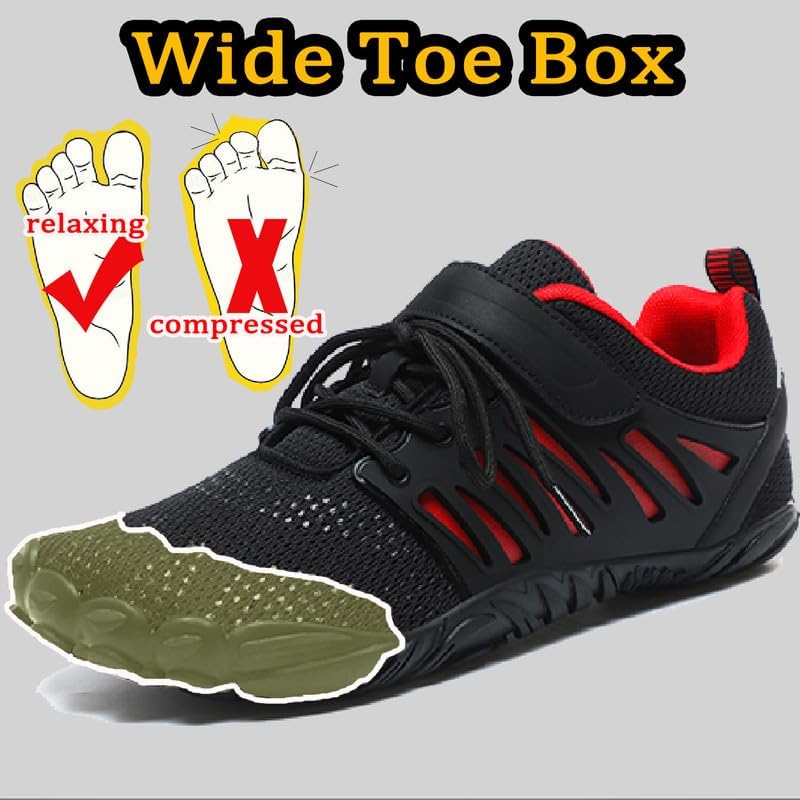 MIFAWA Barefoot Shoes Men Wide Toe Box Zero Drop Water Shoes Men for Gym Workout Minimalist Weightlifting Cross-Trainer Running Hike Grounded Footwear Black