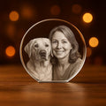 A&B Crystal Collection Round Personalized 2D Engraved Photo (Wedding, Memorial, Mother's Day, Valentine's, Christmas, Personalized) (Round) (3.15 * 1 * 2.9 inches)