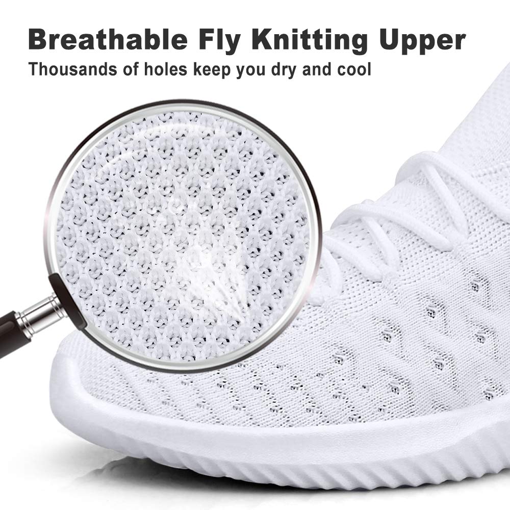 Feethit Mens Slip On Walking Shoes Lightweight Breathable Non Slip Running Shoes Comfortable Fashion Sneakers for Men White Size 9
