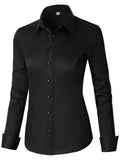 CUNLIN Blouses & Button-Down Shirts Women Cotton Collared Long Sleeve Dressy Casual Tops Womens Oxford Button up Down Dress Shirt Collar Work Office Blouse Vneck Tunic top Plus-Size 2X Black Size XXL