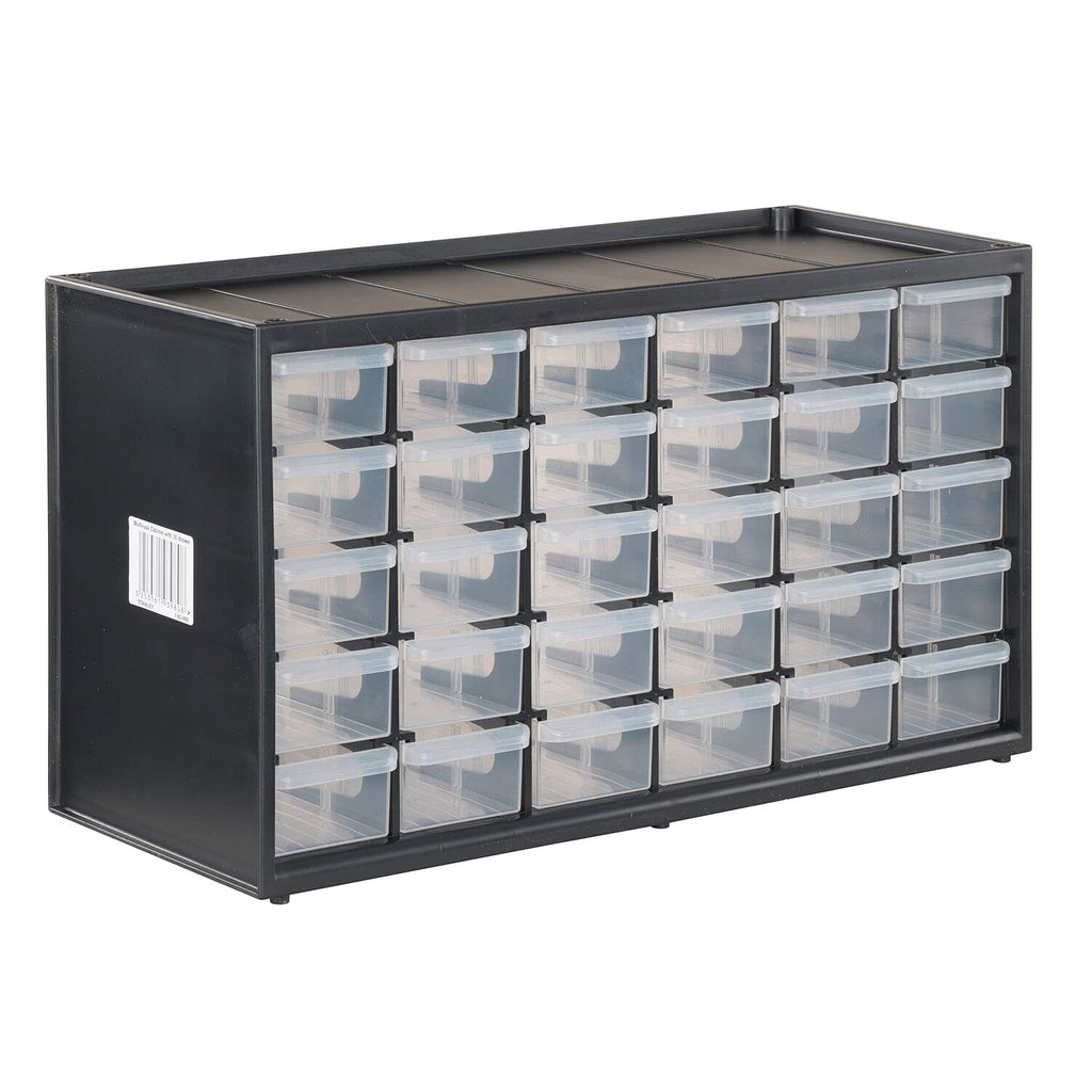 CRAFTSMAN Storage Organizer, 30 Small Drawer Modular Storage System, Easily Stackable (CMST40730), Plastic, Black, White
