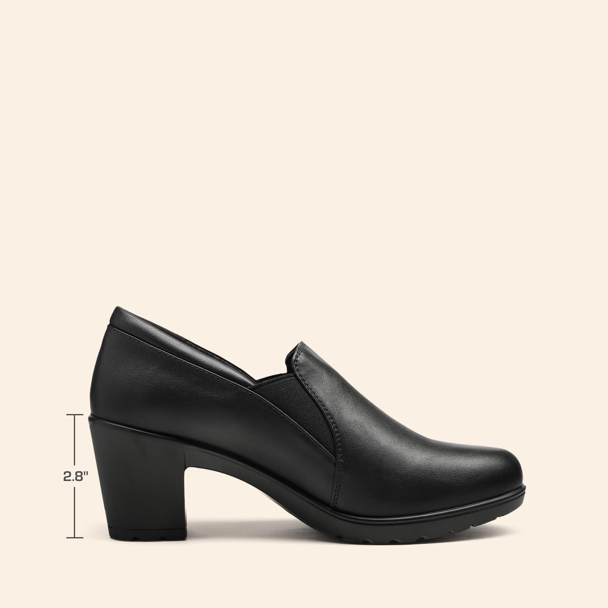 DREAM PAIRS Women's Low Chunky Block Heels Pumps Comfortable Slip-on Heeled Loafers Dress Work Shoes for Office Business LOLA,Size 8.5,Black,DPU214