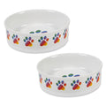 Bone Dry Ceramic Food Bowls, Non-Slip & Dishwasher Safe, Large Set, 7.5x2.4, Rainbow Paw, 2 Count