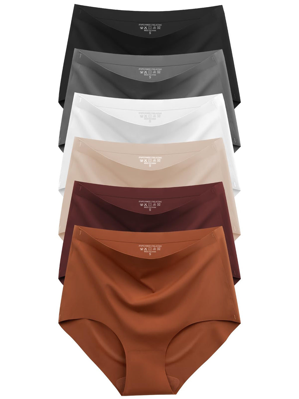 Cuweni Womens Underwear Seamless High Waisted Briefs Silky Stretch No Show Breathable Full Coverage Ladies Panties 6 Pack (US, Alpha, X-Large, Regular, Regular, 6 color packs)