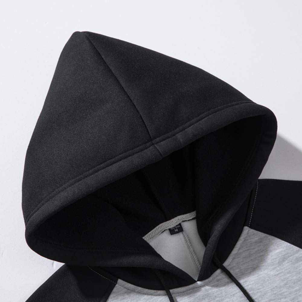 TOLOER Sweatshirts for Men Hoodies Pullover - Contrast Color Casual Hoodie for Men - Sports Outwear Sweatshirts Grey Black Grey Medium