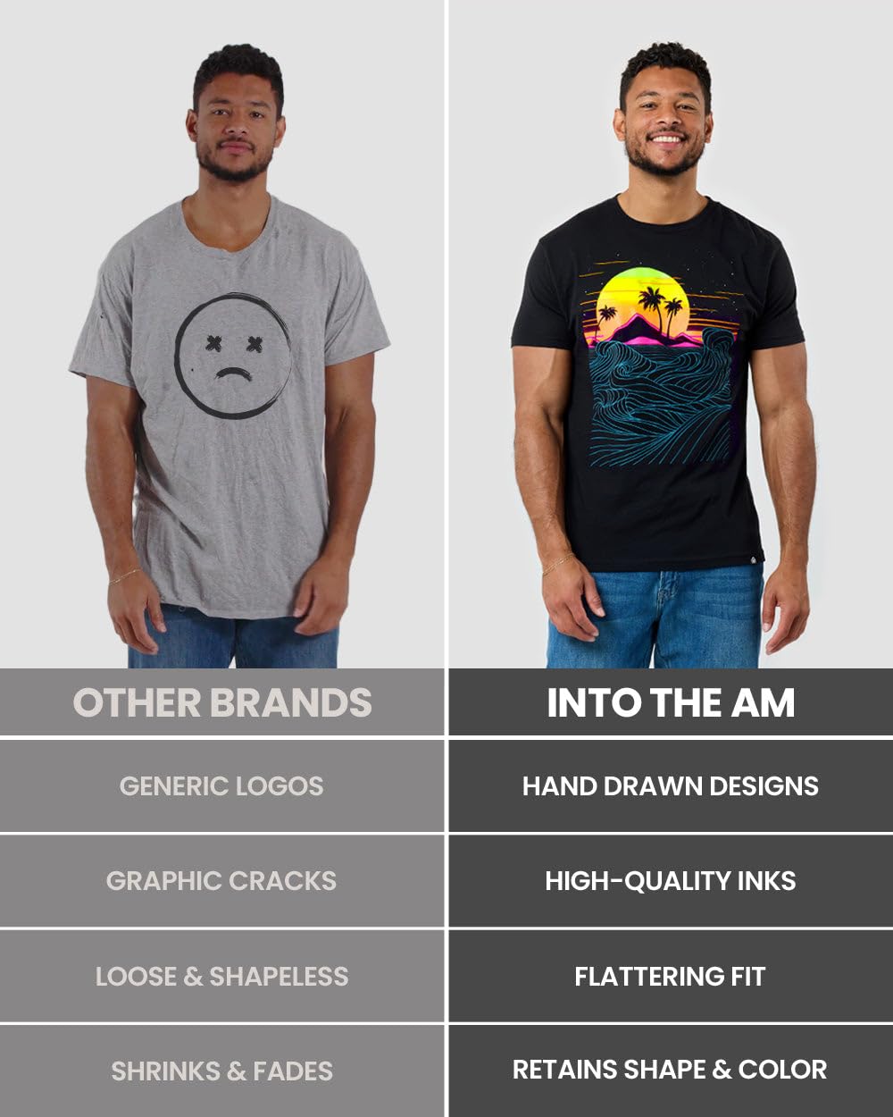 INTO THE AM Thorn Grip Men's Tee - Nature Themed Graphic T-Shirts (Black, Medium)