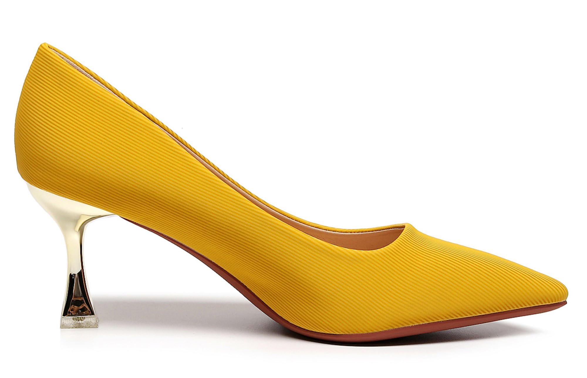VenusCelia Women's Golden-Sun Pump Stiletto Heel Shoes (7.5 M US,Yellow)